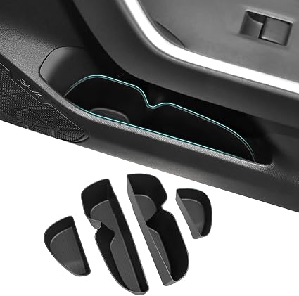 Door Side Storage Box Compatible with 2019-2025 Toyota RAV4 Accessories, Front & Rear 4PCS Door Handle Insert Organizer 