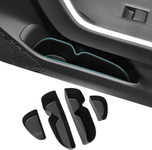 Door Side Storage Box Compatible with 2019-2025 Toyota RAV4 Accessories, Front & Rear 4PCS Door Handle Insert Organizer 