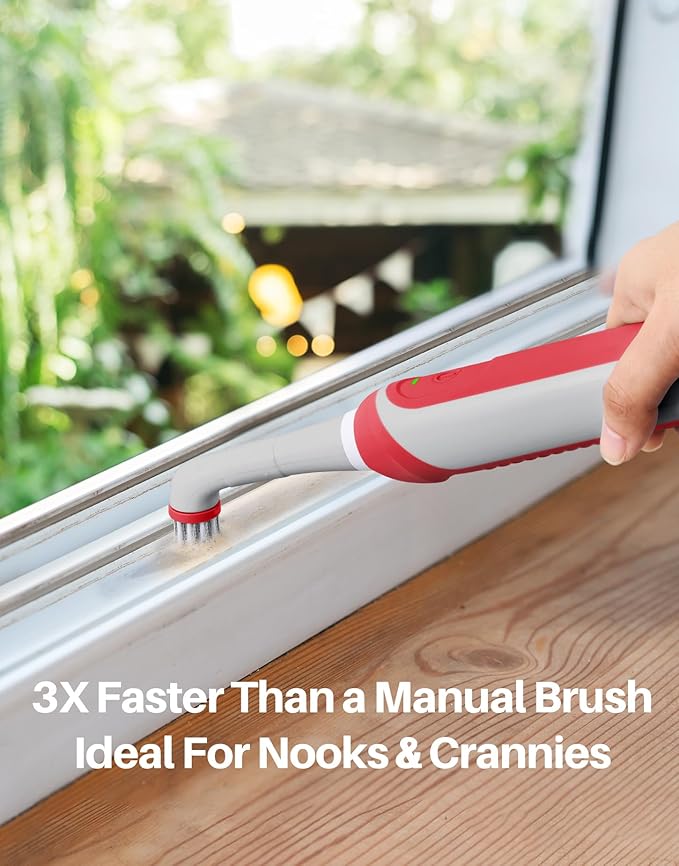 kHelfer Rechargeable Electric Grout Brush with Built-in Battery, Upgraded Stainless Steel Wire Power Brush & IPX7 Waterproof, Cordless Cleaning Brush & 5 Replacement Heads for Tile Grout Crevice