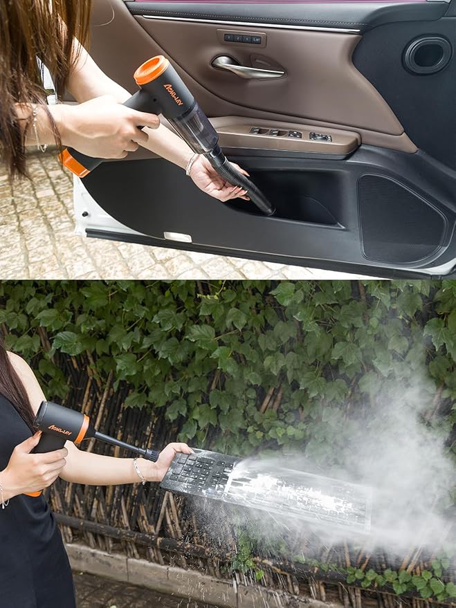 aokway Car Vacuum Portable Cordless 20000PA Powerful Suction, 7800mAh Mini Vacuum Cleaner for Car, Electric Air Duster & Blower, Mini Handheld Vacuum 4-in-1 Rechargeable for Home, Office Desk Cleaning