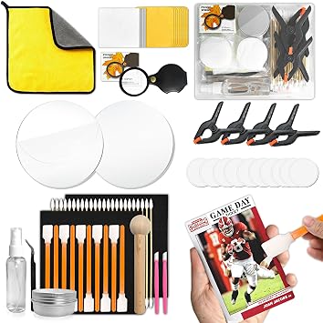 267 Pcs Card Care Clean Kit,Trading Card Cleaning Kit with Fixing Jig and EVA Shaping Foam, Suitable for PSA Rated Baseb