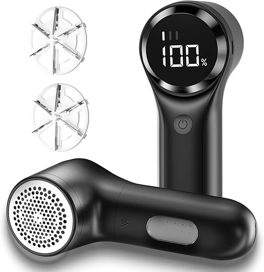Buywoo Fabric Shaver, Electric Lint Remover, Rechargeable Lint Shaver, Household Essentials for Clothes, Upholstery, Furniture, Sweater Defuzzer to Remove Pilling, Battery Operated, Black