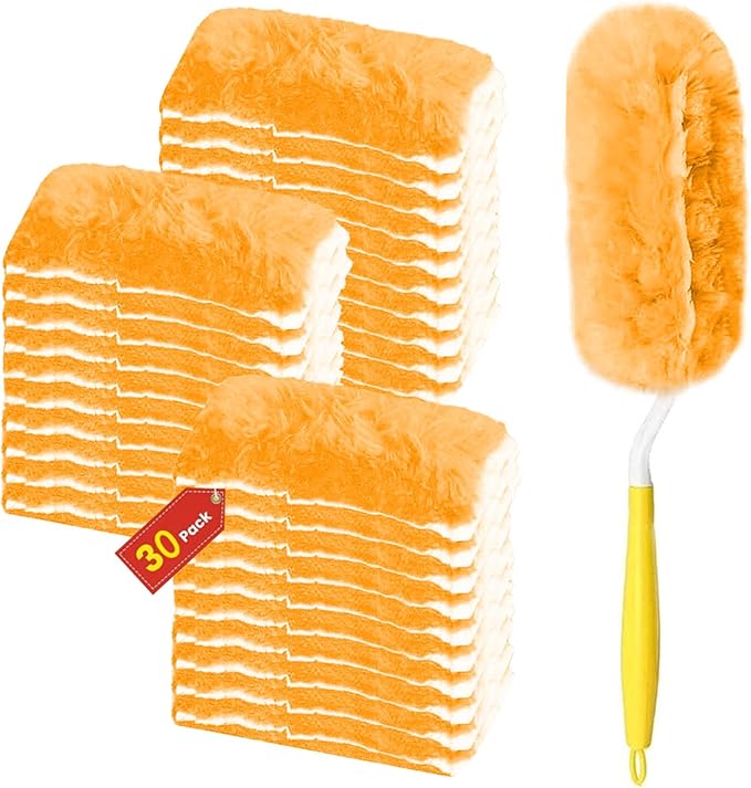 Duster Refill for Swiffer Duster, 30 Count Heavy Duty Duster Refills with 1 Handle, 360 Dusters Refills Kit, Disposable Dusters for Swiffer Duster Extended Handle for Cleaning