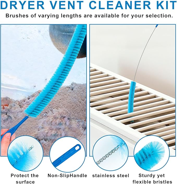 4 Pieces Dryer Vent Cleaner Kit‌ with ‌Lint Brush‌ – Professional ‌Dryer Vent Brush‌, ‌Flexible Cleaning Tools‌ for ‌Lint Trap‌, ‌Appliance Brush‌ & ‌Dryer Filter‌ Black