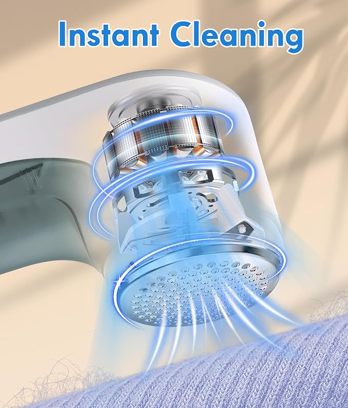 Fabric Shaver Rechargeable, Electric Lint Remover for Clothes & Furniture, Sweater Shaver & Pilling Remover, Depiller with 2 Extra Blades Included, Lint Shaver for Clothing - USB Charge, Gray