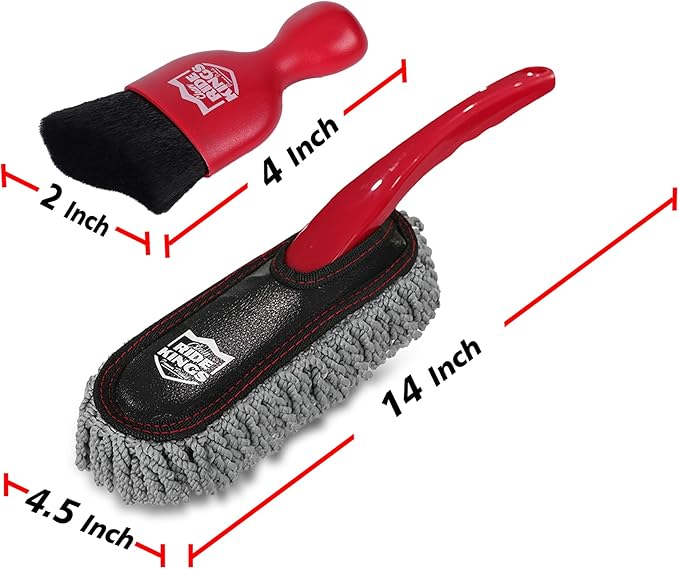 Car Detailing Kit, Interior Cleaning Brush & Microfiber Towel Set, Scratch Free Extra Soft Duster for Car Interior Exterior, Gifts for Men Women - 3 Packs - Red