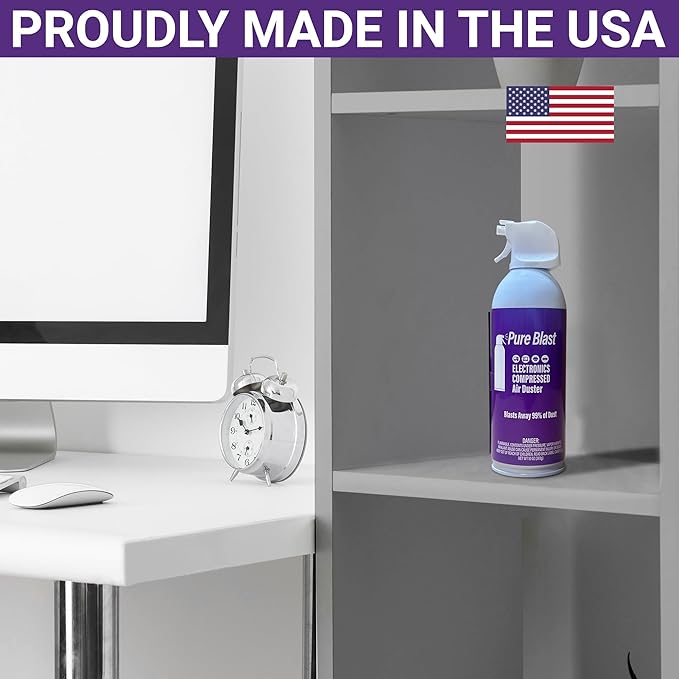 Pure Blast 10oz Compressed Air Duster Can - 6 Pack for Powerful Electronics Cleaning