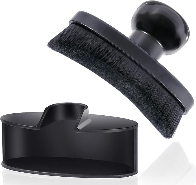Yoseng Tire Shine Brush - Curved Brush Head & Large 3.8'' Tire Dressing Applicator with Storage Stand for Automotive Det