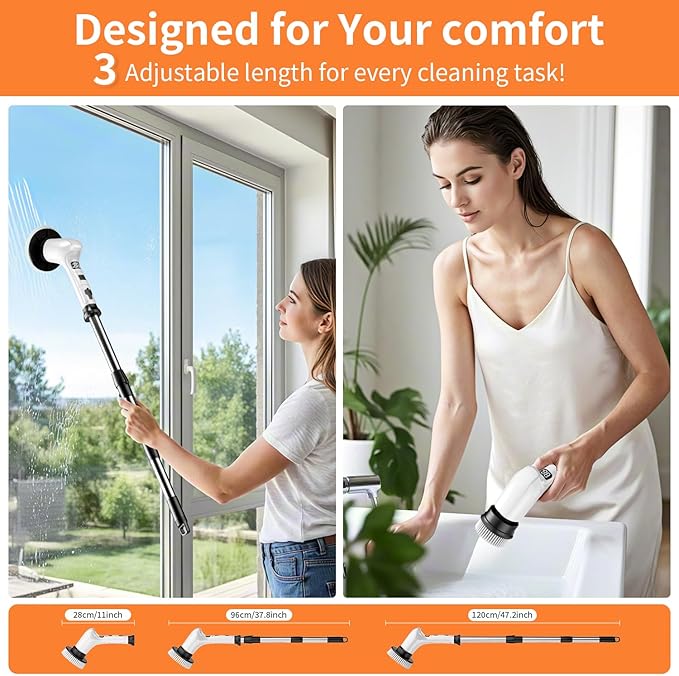Electric Spin Scrubber for Cleaning Bathroom,Cordless Power Shower Scrubber - Electric Cleaning Brush for Tile Tub Bathtub Kitchen Wall Cleaning