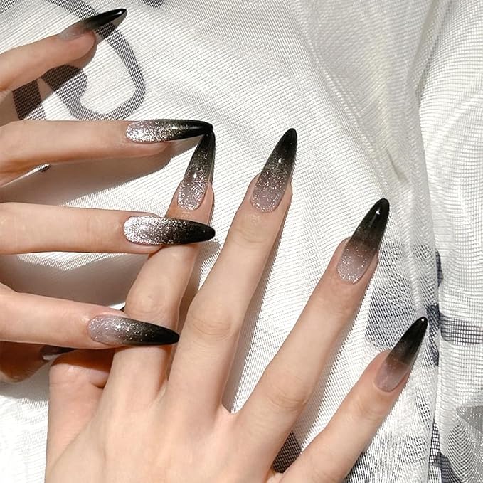 Nail Polish Strips, 32PCS Salon Quality Wraps, Long Lasting Gel Nail Stickers for Women Easy Apply& Remove (Galaxy Black)