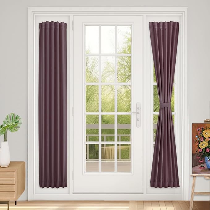 Vatge Side Door Window Covering, Sidelight Curtains for Glass Door, Kitchen Window, and French Doors, 1 Panel, W12 x L72, Nostalgia Rose