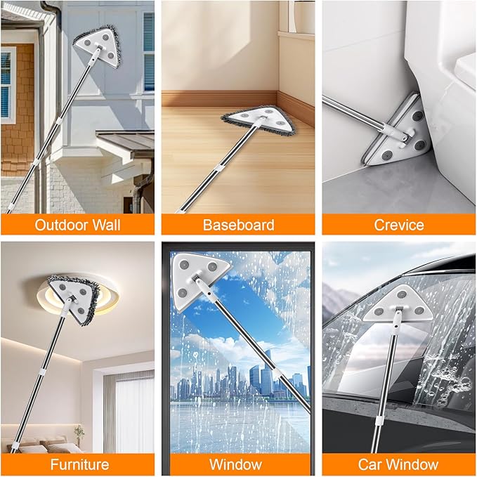 MUEE 3 in 1 Professional Window Squeegee for Home, 78" Window Cleaning Kit with Extension Pole, Tall Wall Cleaner Mop with Long Handle for Outdoor & Indoor Use