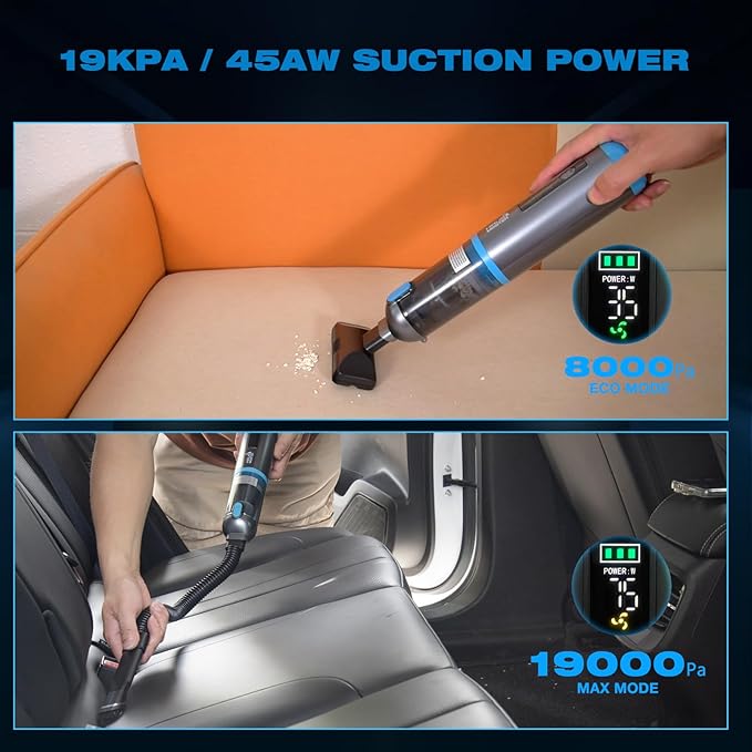 HAUSMEISTER Airflex One Cordless Car Vacuum 16000Pa, 4-in-1 Handheld Vacuum with Air Duster & Inflator, Portable Mini Vac for Car Detailing, Pet Hair, Keyboard Cleaning (Gray)