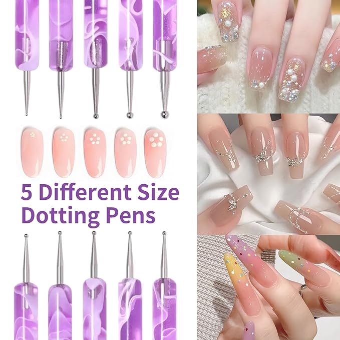 28Pcs Purple Nail Art Brush Set, Professional Acrylic Gel Nail Brushes, Nail Liner Dotting Pen, Nail Dust Cleaning Brush, Manicure Tools Kit for Nail Sculpting, Acrylic Powder Application, Nail Design
