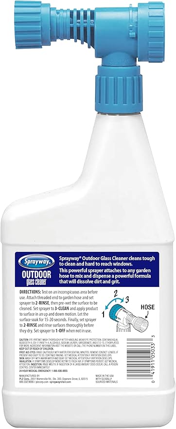 Sprayway Outdoor Glass Cleaner, 32oz, Pack of 6 | Streak-Free Shine, Foaming Action | Ideal for Windows, Patio Doors, and Outdoor Glass Surfaces