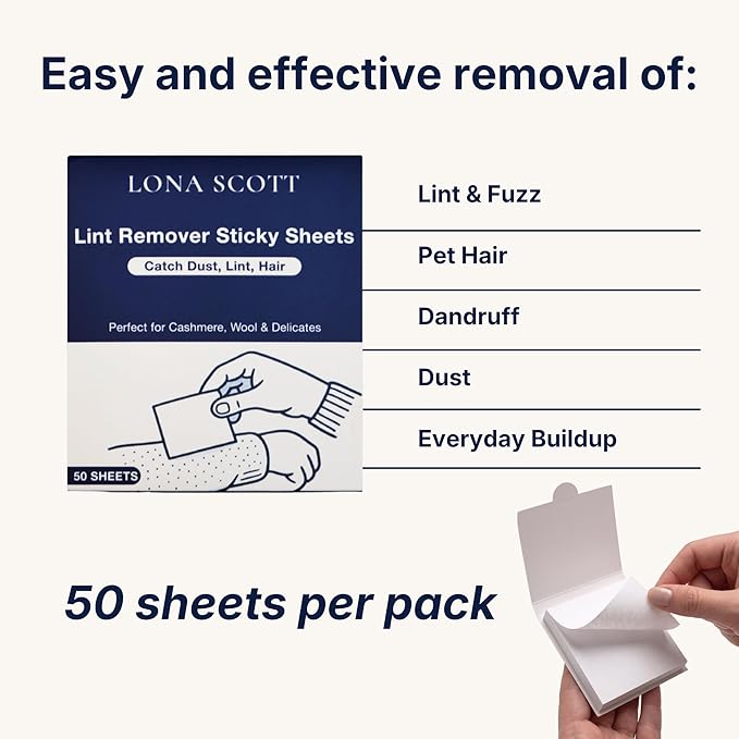 Lint Remover & Lint Roller in a Pad - Travel Friendly for Clothes, Travel, Pet Hair Remover, Dust Remover & Dandruff Remover