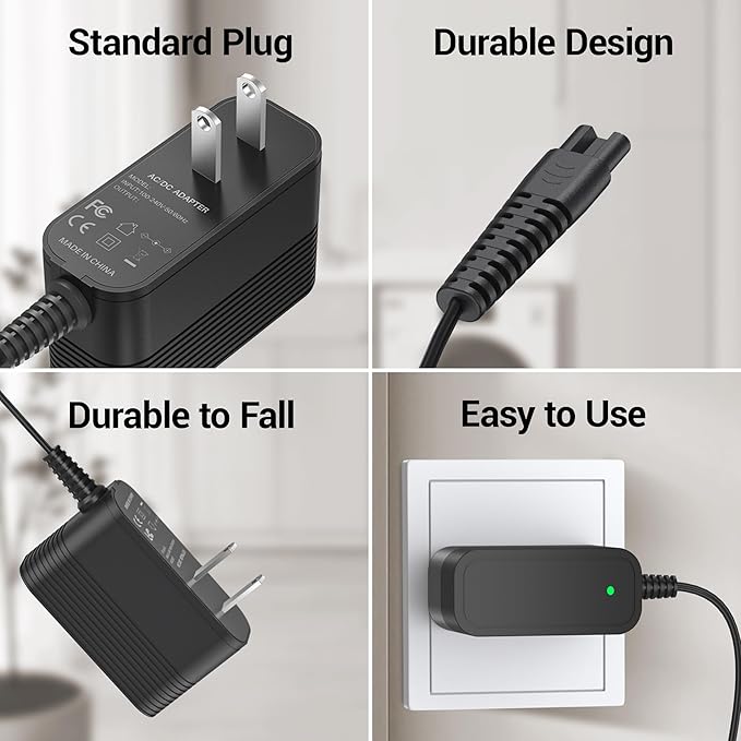 9V Power Supply for Labigo Electric Spin Scrubber LA1 Pro Charger for Voweek Electric Spin Scrubber AC Adapter Compatible with Voweek VWS211 SP02 for Labigo LA1 Pro Cordless Cleaning Brush Power Cord