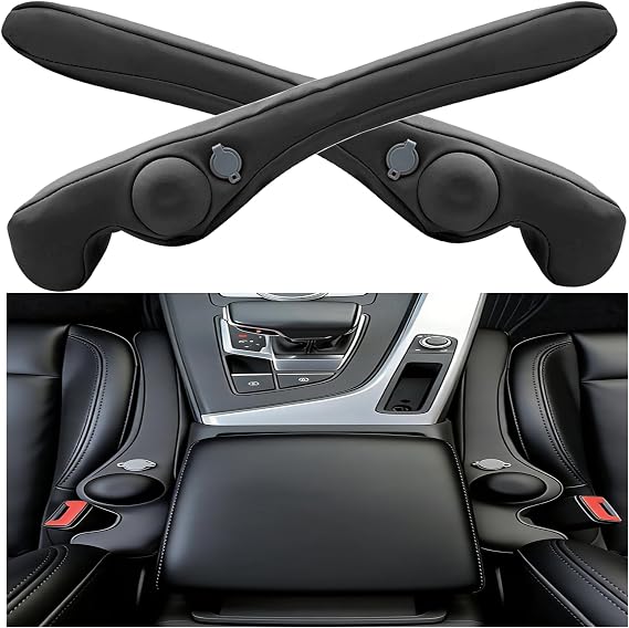 Inflatable Car Seat Gap Filler, Air Bladder Leak Proof Plug for Car Seat Cracks, Universal Fit Easy Installation to Prevent Items from Falling - No Tools Required, Back Seat Safe Black - Cleanova