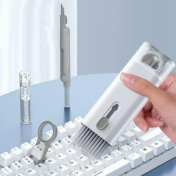 7 in 1 Laptop Cleaning Kit Keyboard Cleaner,Computer Tech Cleaning Brush,Earbuds Camera PC Monitor Screen Cleaner Computer Clean Tools Kit Corner Gap Duster Keycap Puller(Grey)