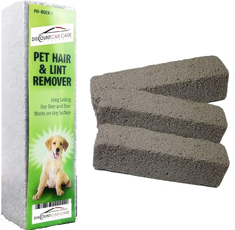 Pet Hair Remover Rock – 3 Pack Reusable Dog & Cat Hair Cleaner for Carpet, Upholstery & Auto Interiors – Easy Lint & Fur