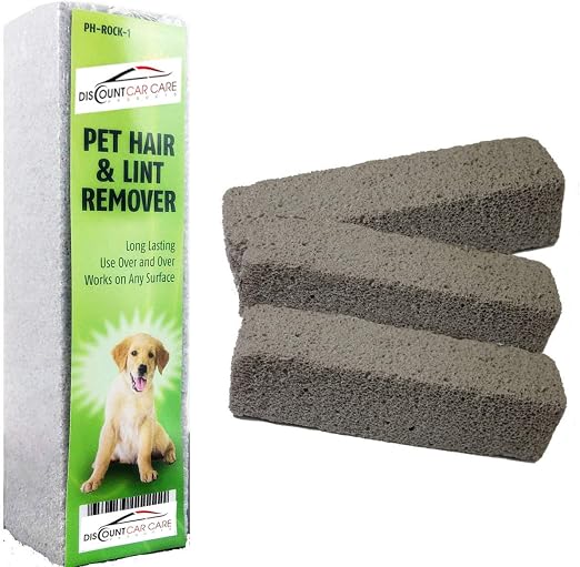 Pet Hair Remover Rock – 3 Pack Reusable Dog & Cat Hair Cleaner for Carpet, Upholstery & Auto Interiors – Easy Lint & Fur