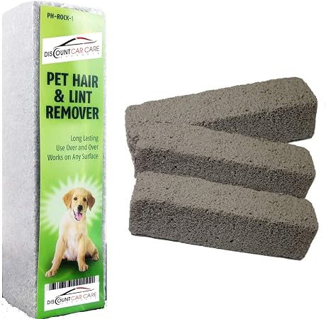 Pet Hair Remover Rock – 3 Pack Reusable Dog & Cat Hair Cleaner for Carpet, Upholstery & Auto Interiors – Easy Lint & Fur