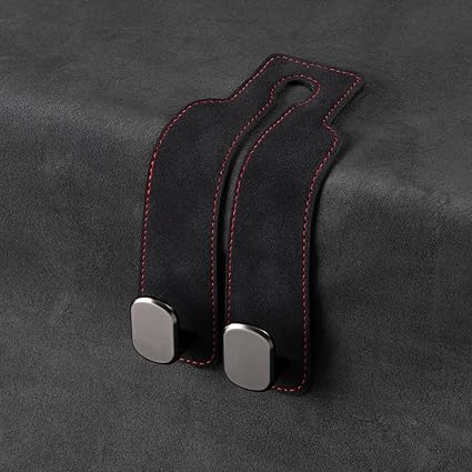 1 Pack Black Leather Car Headrest Hooks Purse Bag Storage Holders for Car Seats