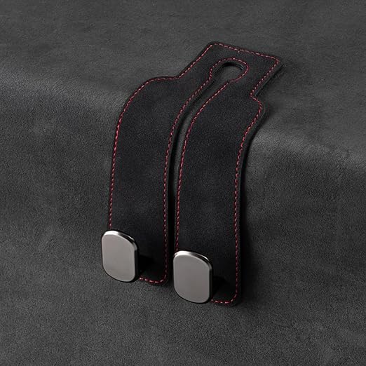1 Pack Black Leather Car Headrest Hooks Purse Bag Storage Holders for Car Seats