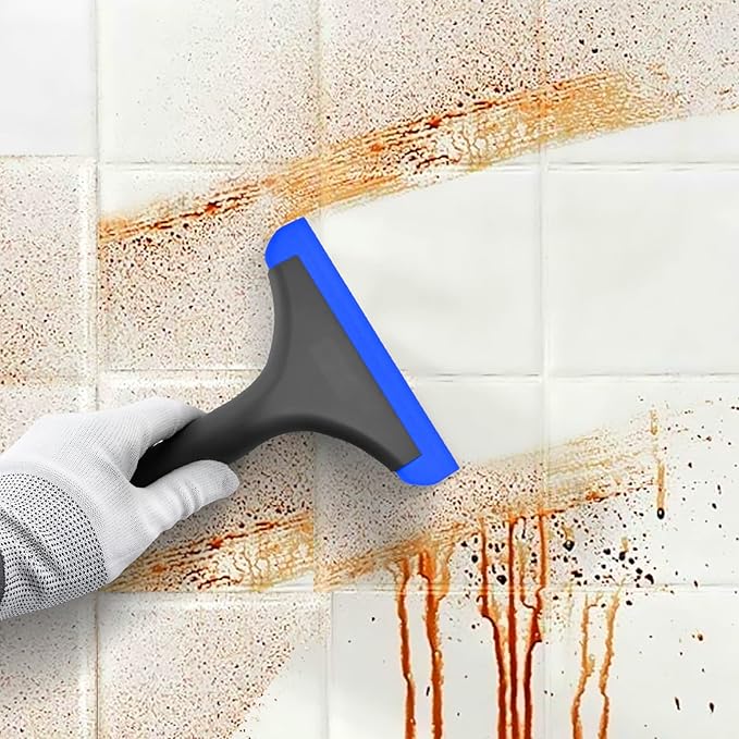 EHDIS 6'' Small Silicone Squeegee 5-inch Handy Small Rubber Window Shower Squeegee Auto Water Blade for Car Windshield, Window, Mirror, Glass Door, Ice Snow Removal Scraper Tool (Blue and Orange)
