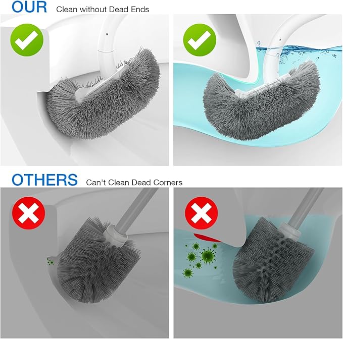 Bathroom Toilet Brush, OSCIOSS Toilet Cleaner Brush with Ergonomic Design, Compact Size, Durable Bristles, Wall Mounted RV Toilet Brush for Bathroom Cleaning (White, 2pack)