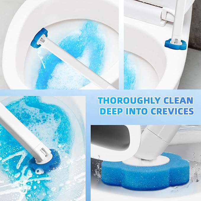 Disposable Toilet Brush with 48 Refills,Toilet Cleaning Supplies,Toilet Wand Brush Starter Kit,Wall Mounted Toilet Bowl Cleaner Brush with Holder for Bathroom Deep Cleaning & Hygiene (White)