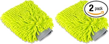 Voodoo Ride ® VR-1020 Premium Scratch-Free Microfiber Wash Mitt in Lime Green (Pack of 2)