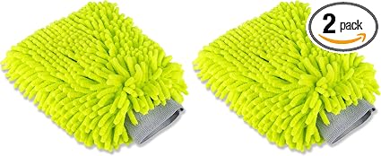 Voodoo Ride ® VR-1020 Premium Scratch-Free Microfiber Wash Mitt in Lime Green (Pack of 2)