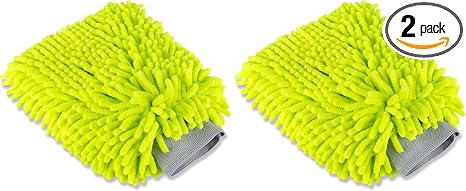 Voodoo Ride ® VR-1020 Premium Scratch-Free Microfiber Wash Mitt in Lime Green (Pack of 2)