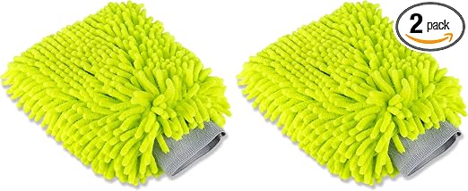 Voodoo Ride ® VR-1020 Premium Scratch-Free Microfiber Wash Mitt in Lime Green (Pack of 2)