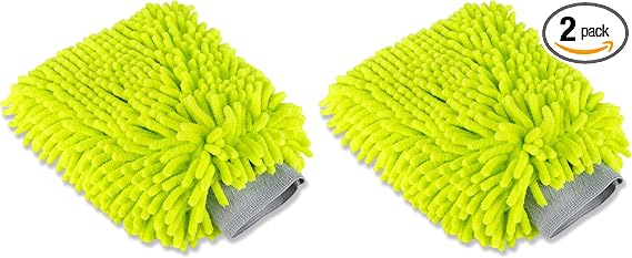 Voodoo Ride ® VR-1020 Premium Scratch-Free Microfiber Wash Mitt in Lime Green (Pack of 2)