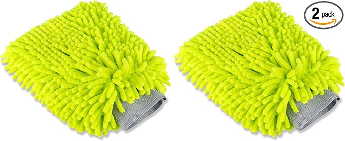 Voodoo Ride ® VR-1020 Premium Scratch-Free Microfiber Wash Mitt in Lime Green (Pack of 2)