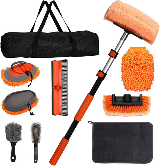 60" Extendable Car Wash Brush Kit with Long Handle