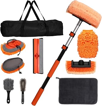 60" Extendable Car Wash Brush Kit with Long Handle