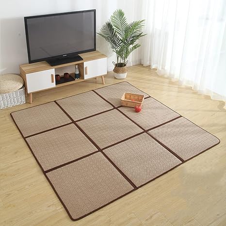 MYOYAY 71'' x 71'' Tatami Mat Rattan Japanese Floor Mat 0.47'' Thickness