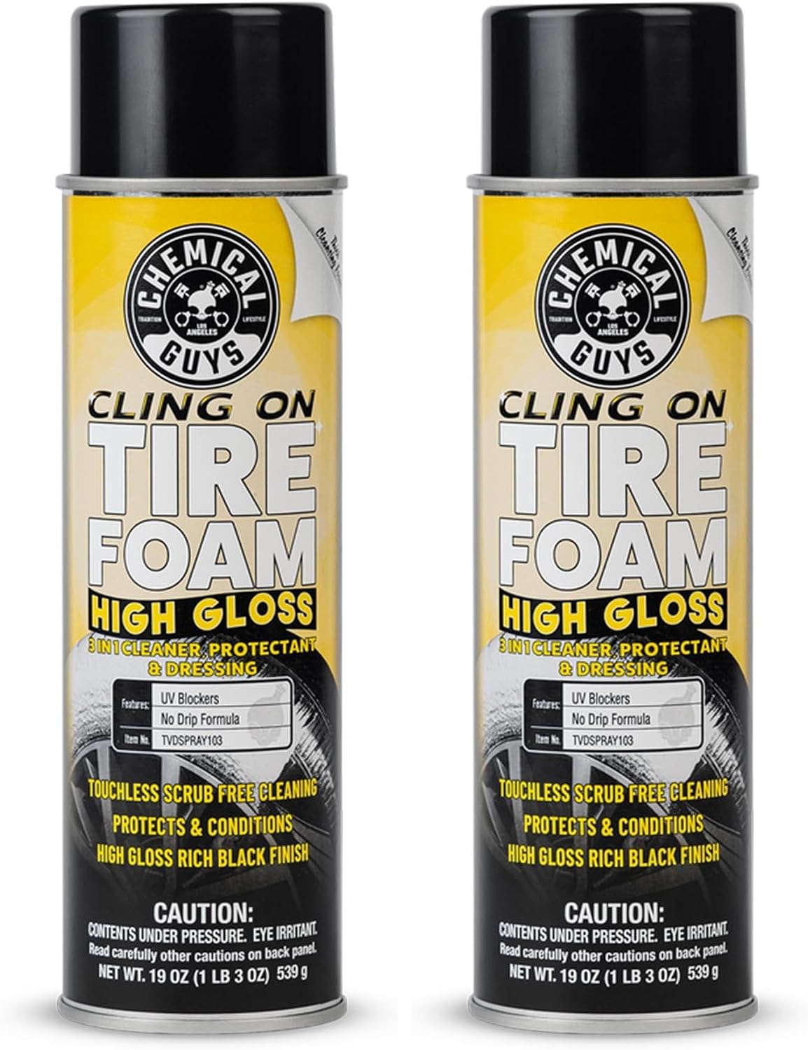Cling On Tire Foam 3-in-1 Cleaner, Dressing & Shine, 16 oz (Pack of 2)