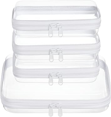 4 pcs Clear Zipper Pouches,Hard Shell Zipper Case