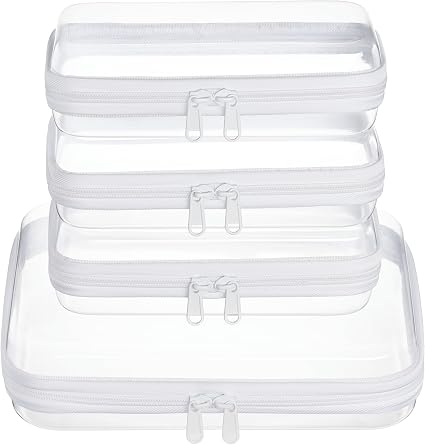 4 pcs Clear Zipper Pouches,Hard Shell Zipper Case