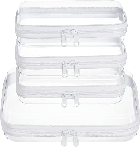 4 pcs Clear Zipper Pouches,Hard Shell Zipper Case