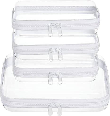 4 pcs Clear Zipper Pouches,Hard Shell Zipper Case