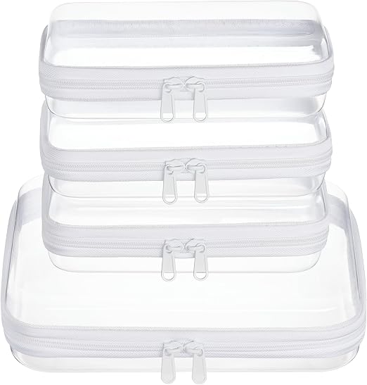 4 pcs Clear Zipper Pouches,Hard Shell Zipper Case