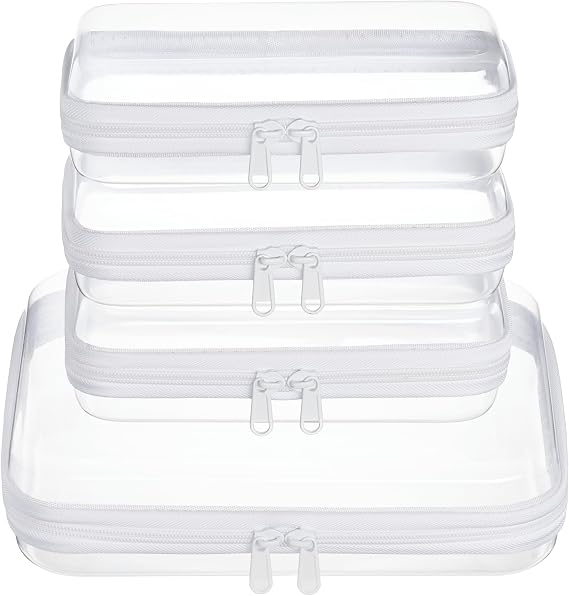 4 pcs Clear Zipper Pouches,Hard Shell Zipper Case