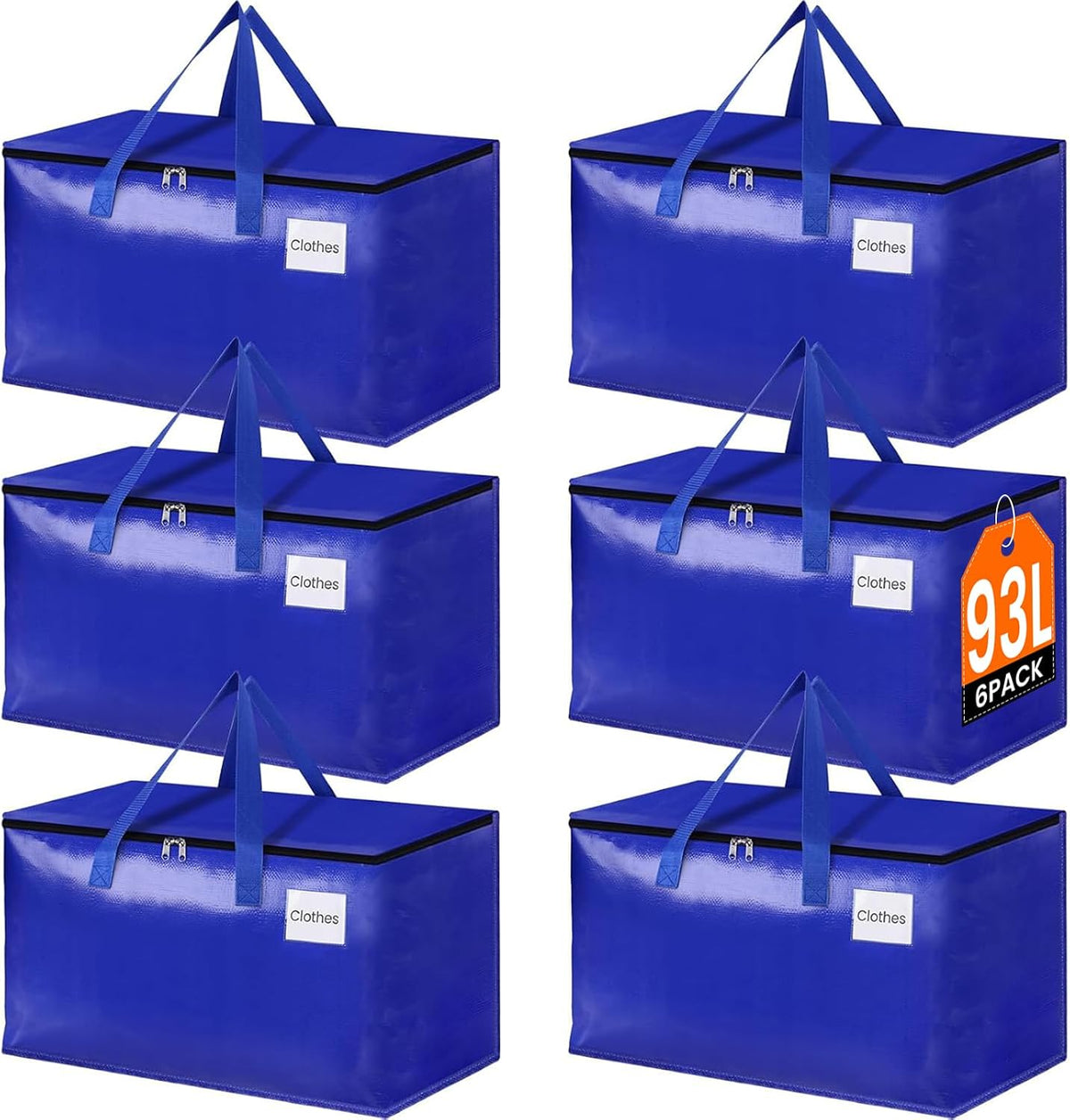 Moving Bags, Moving Boxes, 93L 6-Pack Sotrage Bags Totes, Blue