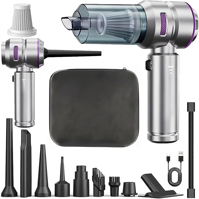 Handheld Car Vacuum Cordless, 22000Pa High Power Vacuum Cleaner and Air Duster, 2026 Upgrade 4-in-1 Portable Vacuum with 10 Multi-Nozzles for Small Jobs, Car, Home, Desk, Keyboards