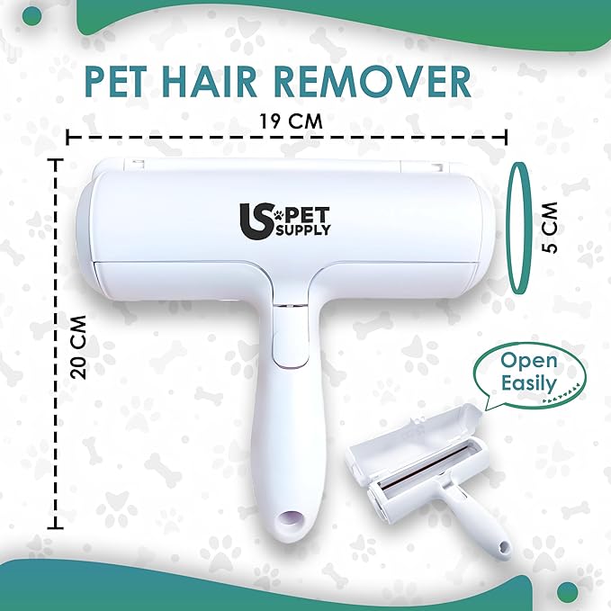 Pet Hair Remover Roller -Reusable, Self Cleaning Lint Roller for Pet Hair Removal on Furniture, Carpets, Clothes & Car Seats-Dog & Cat Hair Remover No Sticky Tapes (White)
